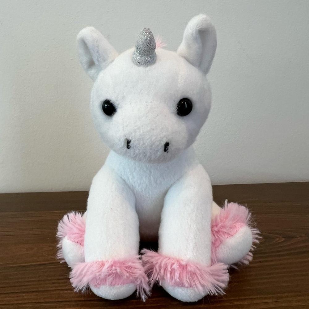 Unicorn Plush White/Pink Silver Horn NWOT